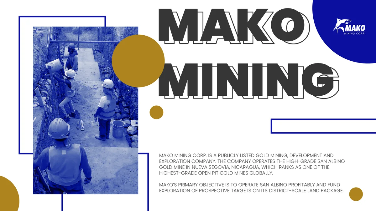 White slide with a large outlined grey heading, a blue-toned photograph of workers in hard hats, gold circles and thin blue lines.