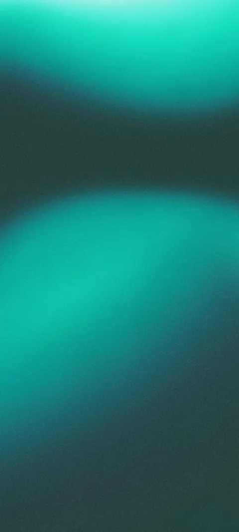 Soft grainy gradient with two bright teal glows on a dark green-grey background.
