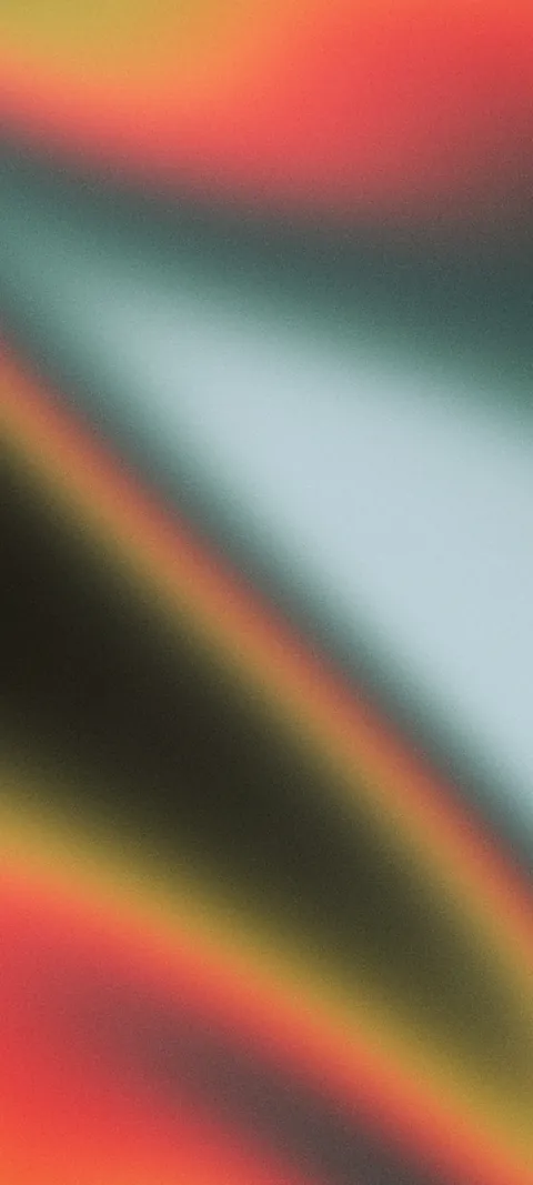 Soft grainy gradient of curving bands in teal, black, orange, red and olive.